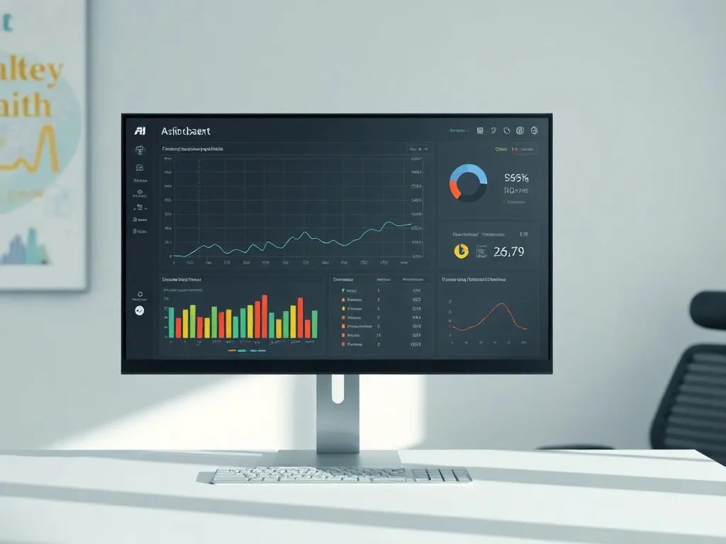 Professional clean data visualization dashboard on a screen,